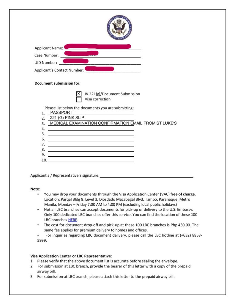 VAC Parqal passport drop-off counter – U.S. Visa Medical Guide