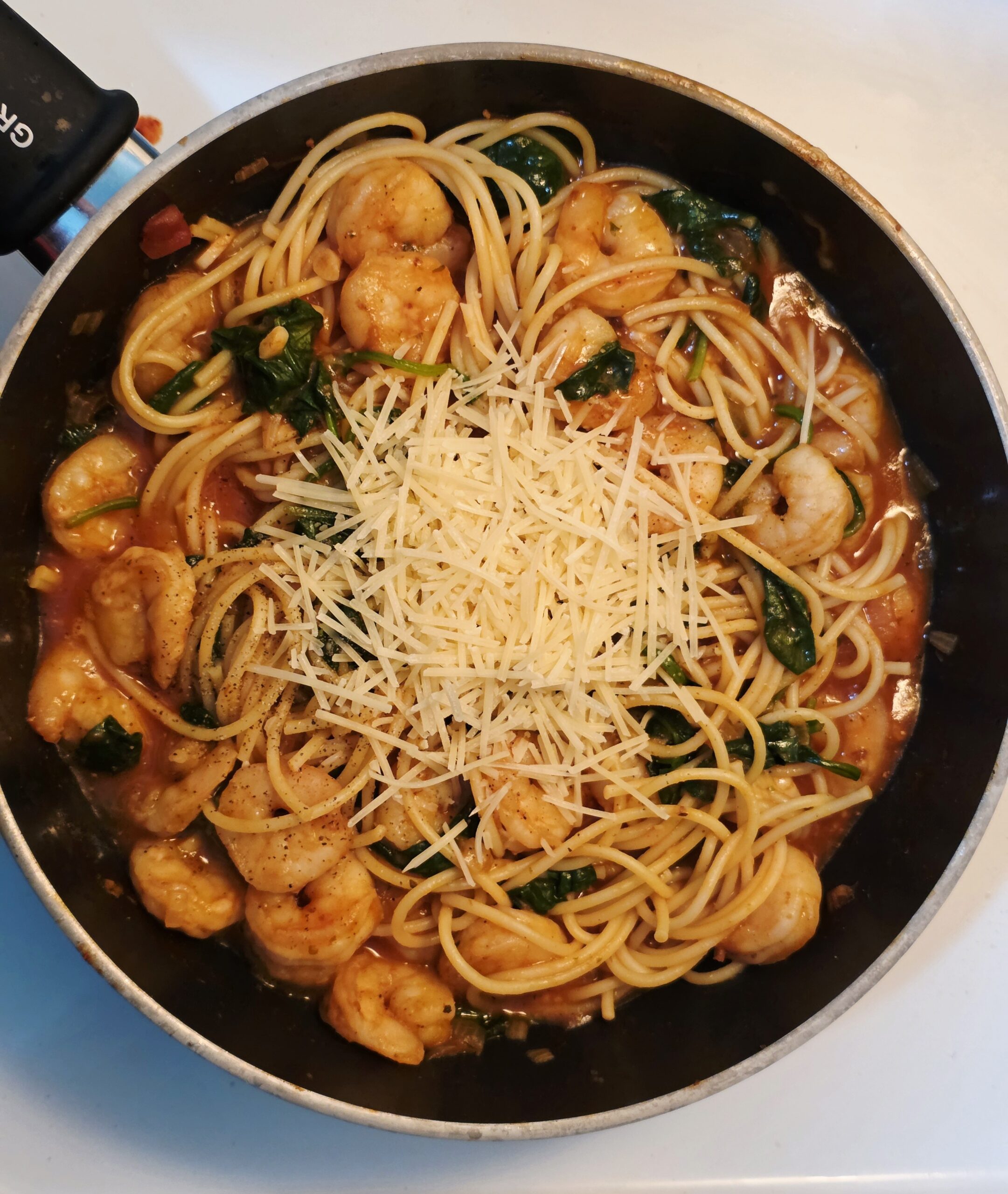 shrimp spaghetti homemade tomato basil sauce