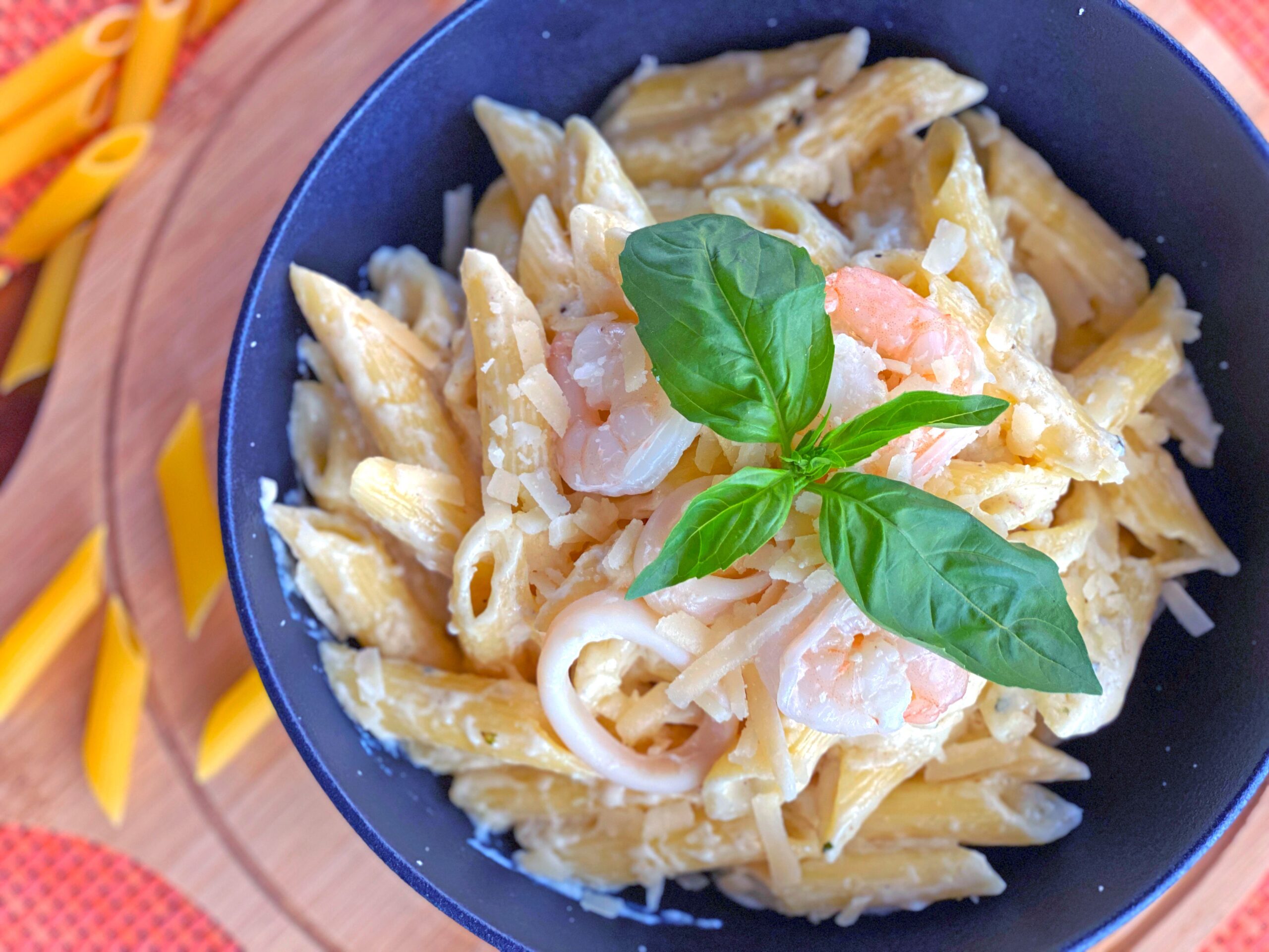 Easy Creamy Shrimp Tomato Pasta made with Roma tomatoes and shrimp