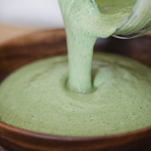 Homemade cilantro lime mayo with pickled jalapeños