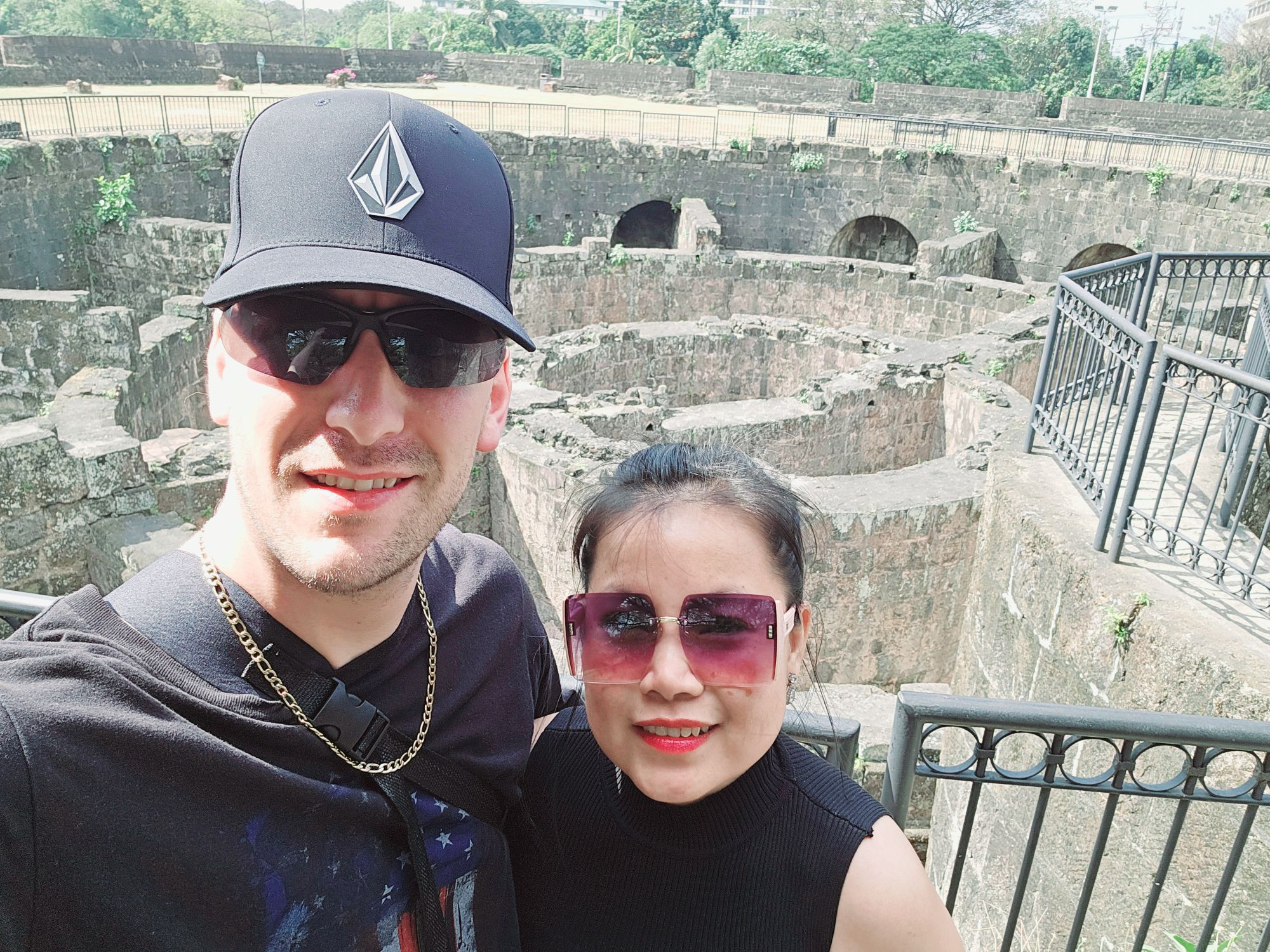 Mike and Angie on their Valentine's date at Baluarte de San Diego in Intramuros, Manila, during their online dating love story