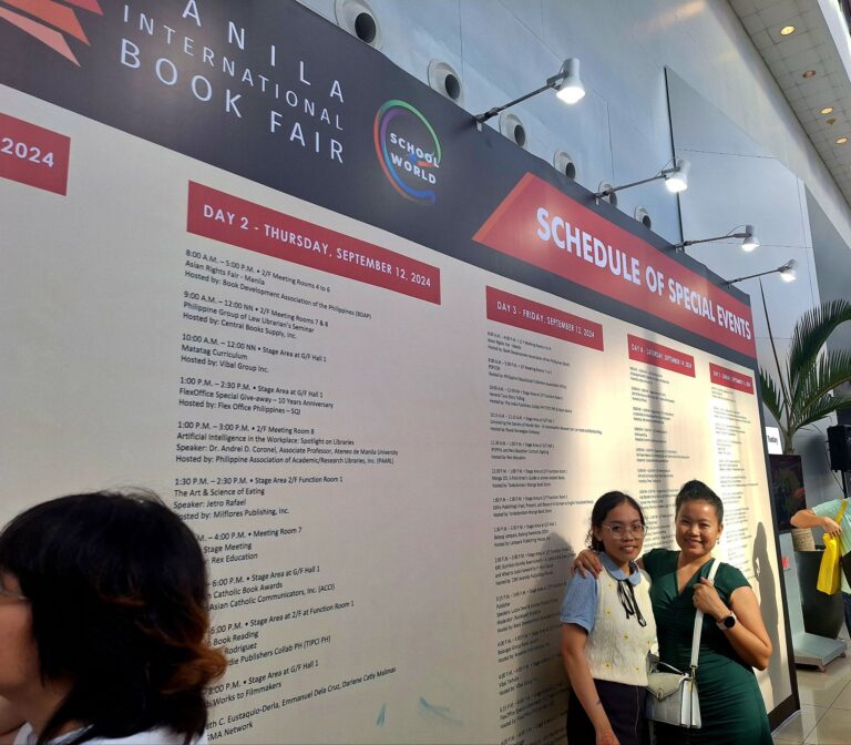 Manila International Book Fair 2024 schedule of special events board at the SMX Convention Center