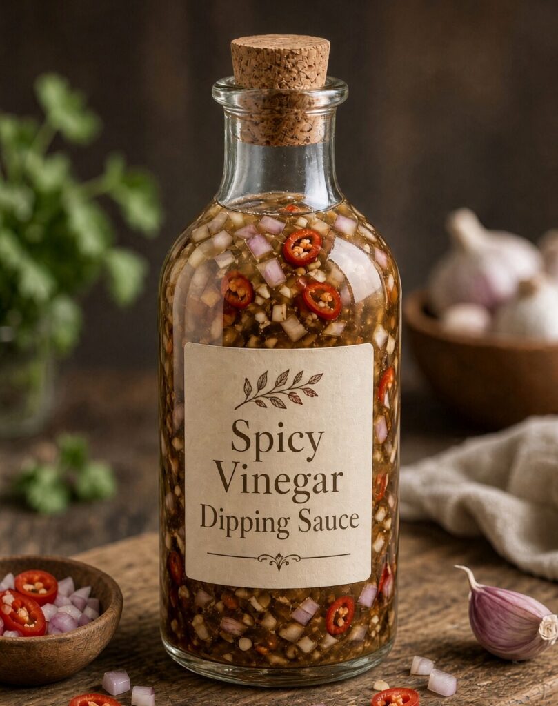 Sweet-tangy spring rolls dipping sauce with chilies and garlic in a jar