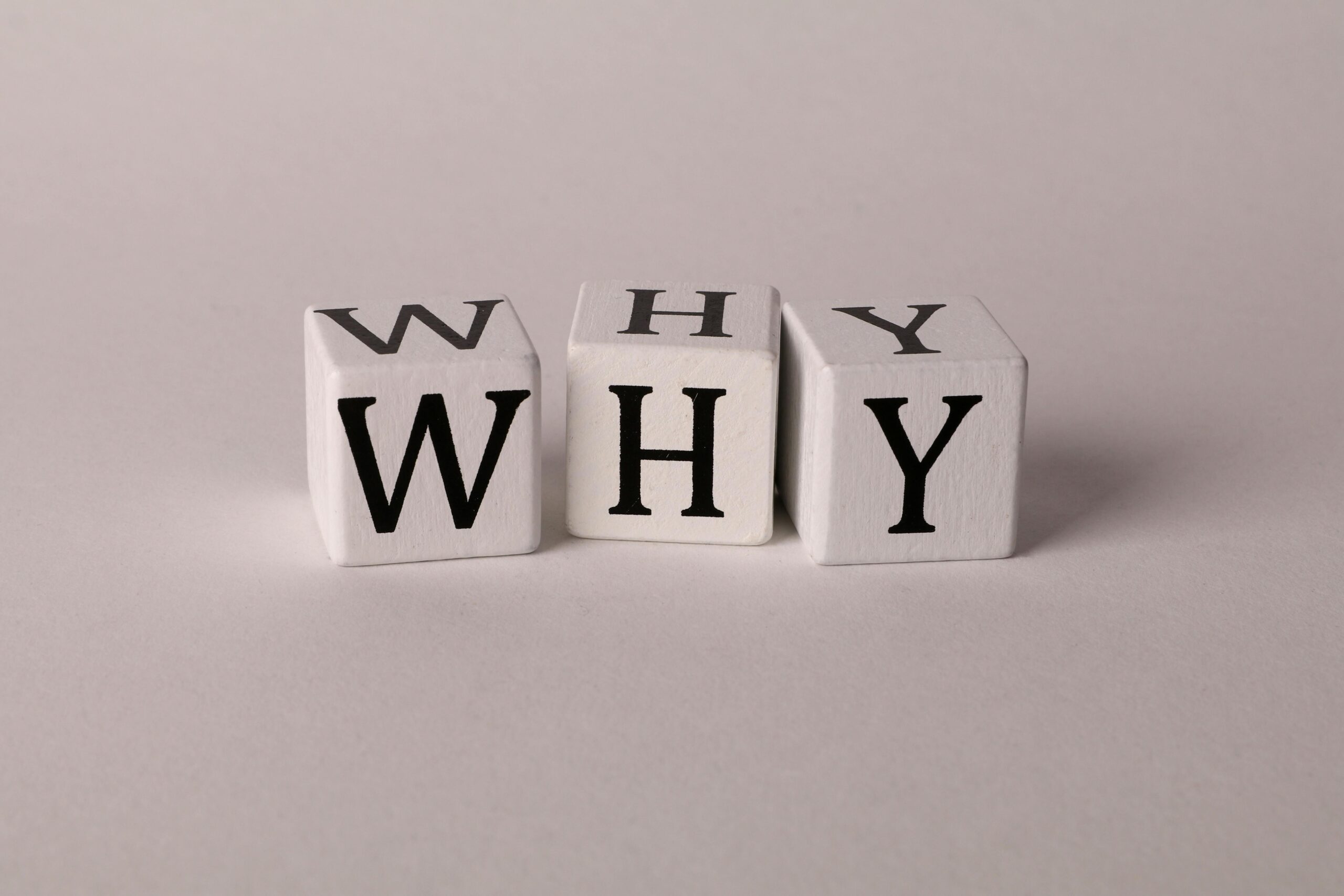 Start with Why by Simon Sinek — wooden blocks spelling WHY, a symbol of purpose-driven leadership