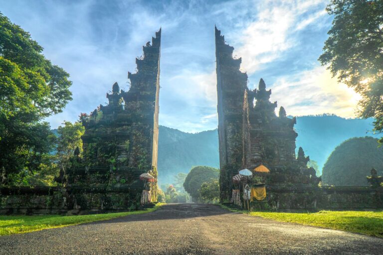 Indonesia travel itinerary highlight: Bali temple gate at sunrise