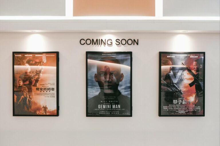 Cinema Coming Soon movie posters on a wall, a movie-night pick for fans of The Tearsmith