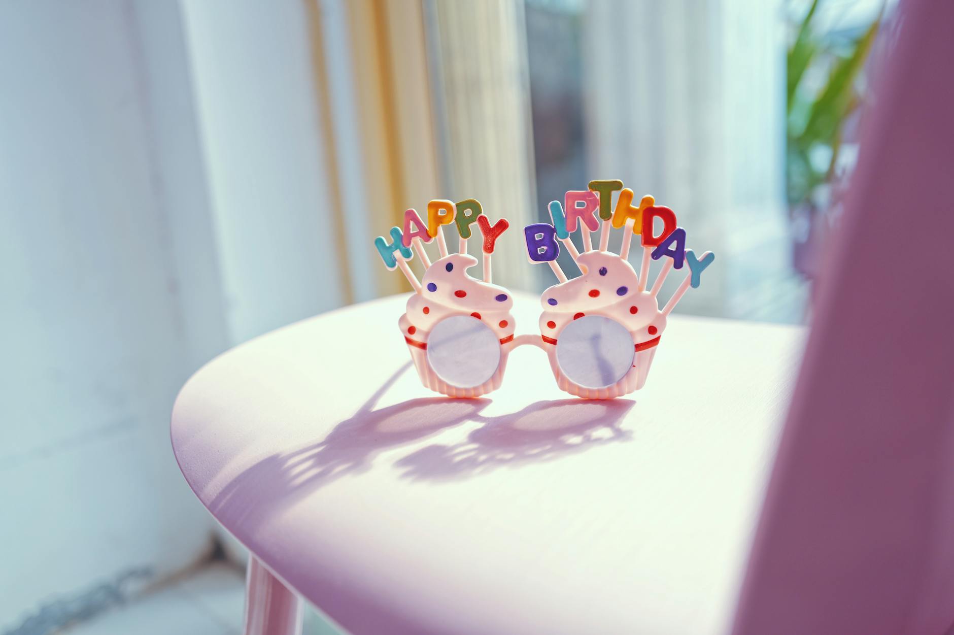 Turning 37 with colorful Happy Birthday cupcake sunglasses — a joyful birthday celebration