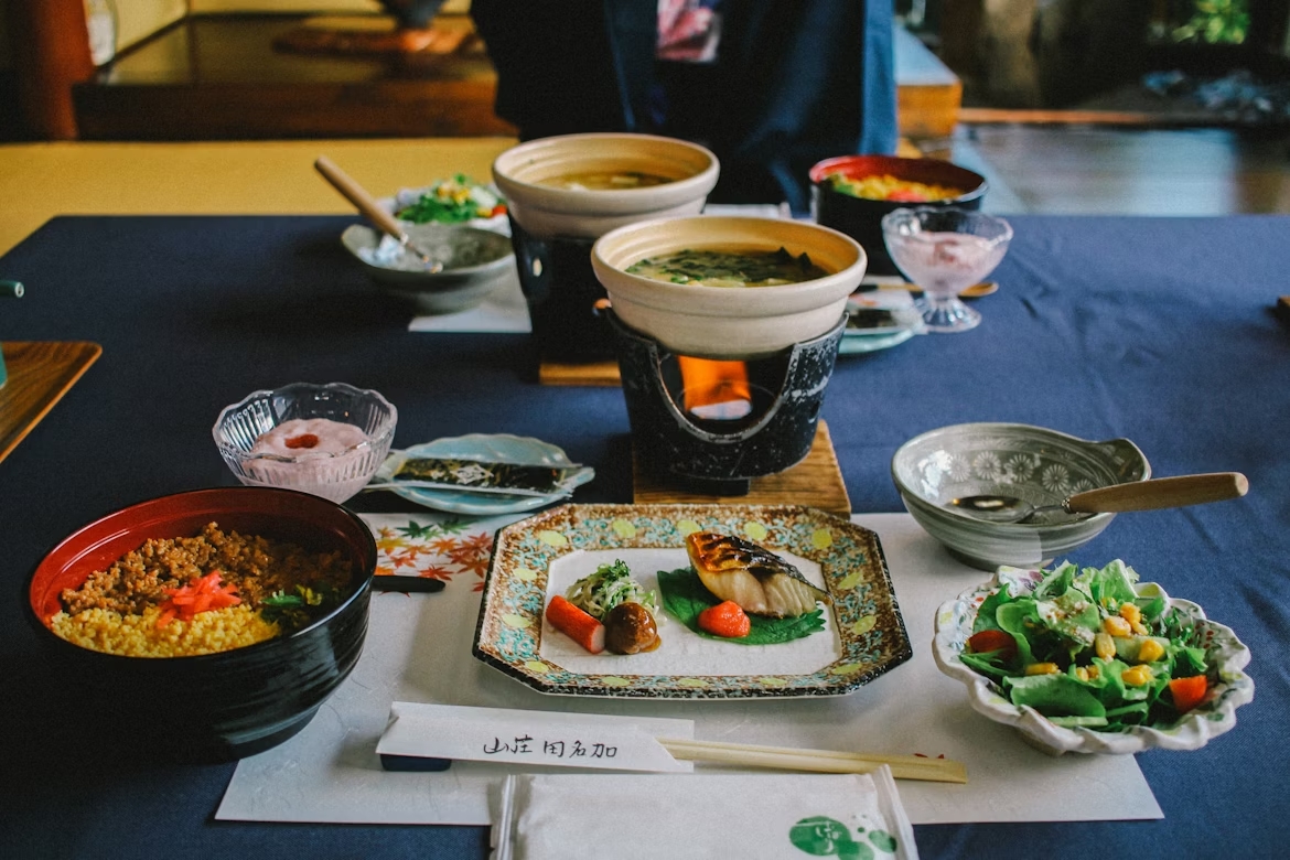 Traditional Japanese set meal at one of the themed restaurants in Tokyo